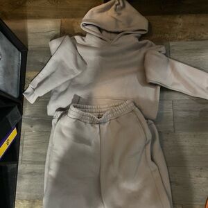 Men's Beige Sweatpants & Hoodie Set